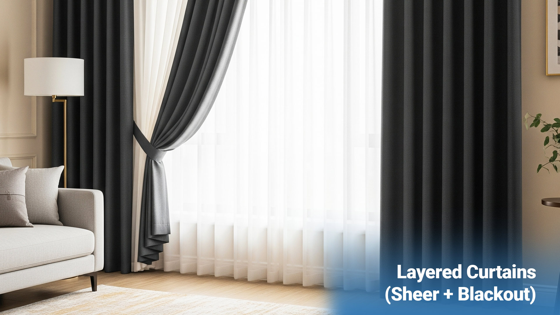 5. Layered Curtains (Sheer + Blackout)