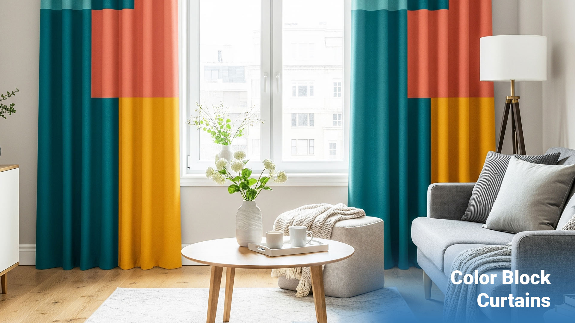 7. Color Block Curtains