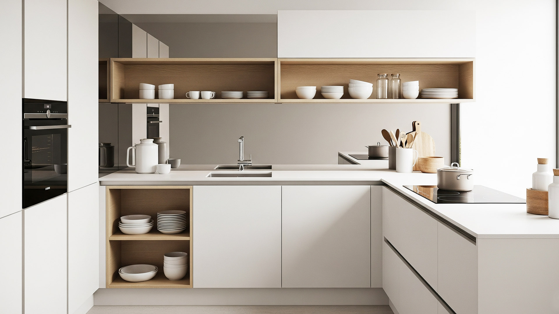 Compact Urban l shape modular kitchen